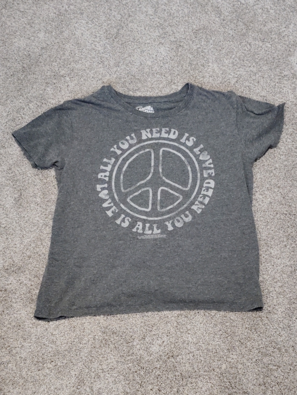 Kids Gray All You Need Is Love Graphic Tee - Peace Sign
